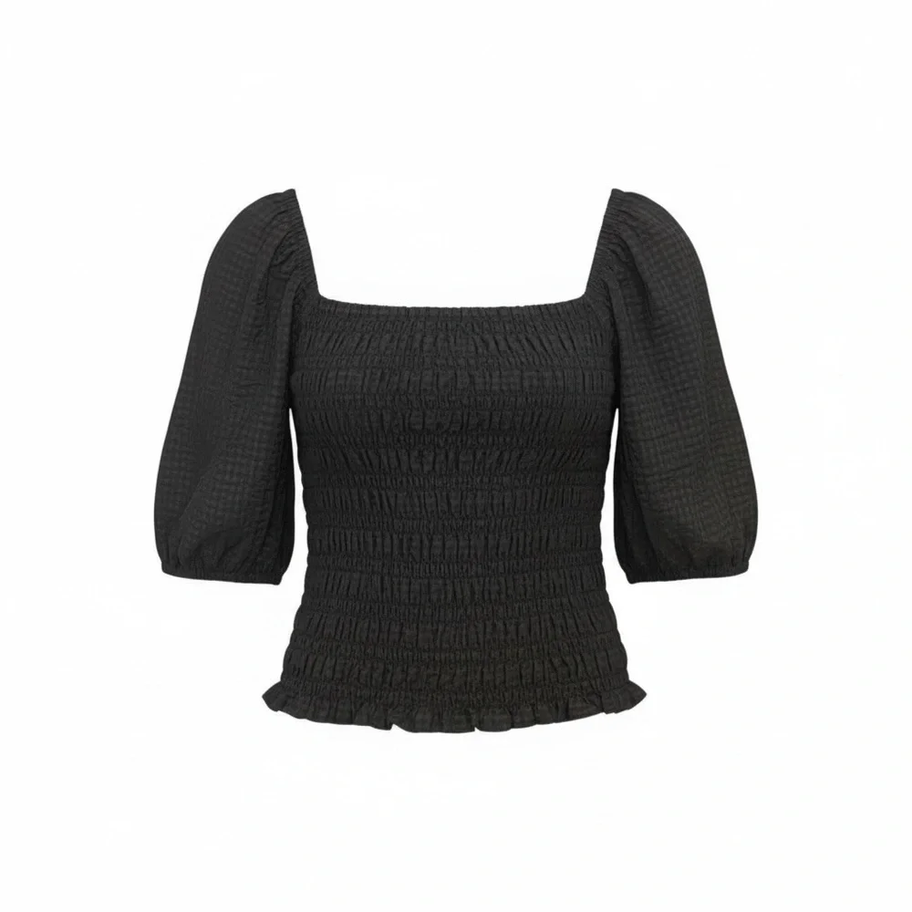 Old Navy Black Smocked Blouse
